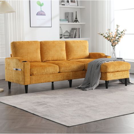 Divano 4 posti con pouf contenitore in ciniglia OKMYHOME (1/5)