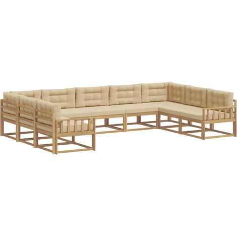 Outdoor Sofa Set with Cushion 9 pcs White and Beige vidaXL (1/5)