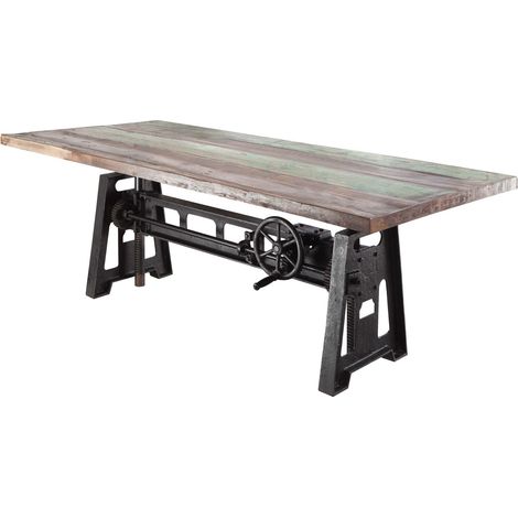 Esstisch Altholz höhenverstellbar 240x100x75-105 mehrfarbig lackiert INDUSTRIAL 25