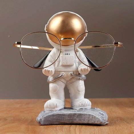 Astronaut Glasses Holder Resin Glasses Display Stand Funny Craft Desk Ornament Children's Toy Creative Gift Table Decoration (B) (1/4)
