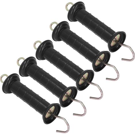 Lot de 5 poignées de clôture électrique isolées avec crochet métallique pour portail de ferme ou de pâturage (1/5)