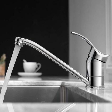 Vtizikl Robinet Cuisine, 360° Rotatif Mitigeur Cuisine, Robinet de Cuisine Mitigeur, Robinet avec Tube PEX, Laiton Massif, Peut Ajuster L'eau Froide et chaude, Chrome. (1/5)