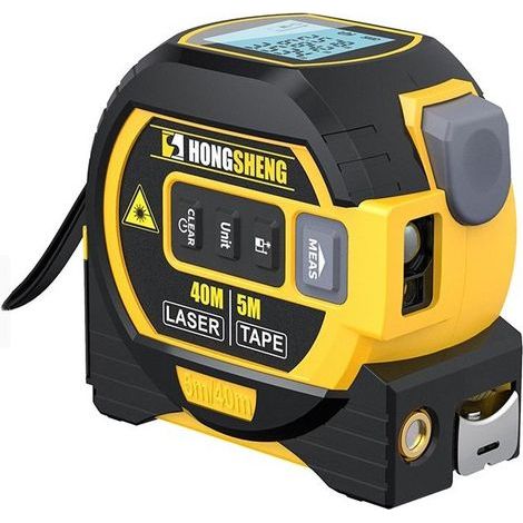 Télémètre laser multifonction 3 en 1, affichage numérique haute définition, modes de mesure multiples, matériau ABS/caoutchouc, noir/jaune (1/5)