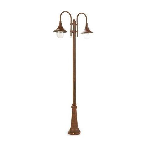 Lampadaire 2 lumières structure en aluminium moulé sous pression couleur rouille h.230 cm (1/5)