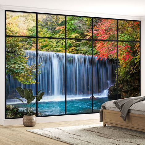 Papier peint panoramique Trompe l'oeil Verrière - Cascades - 130 cm x 82 cm (1/5)