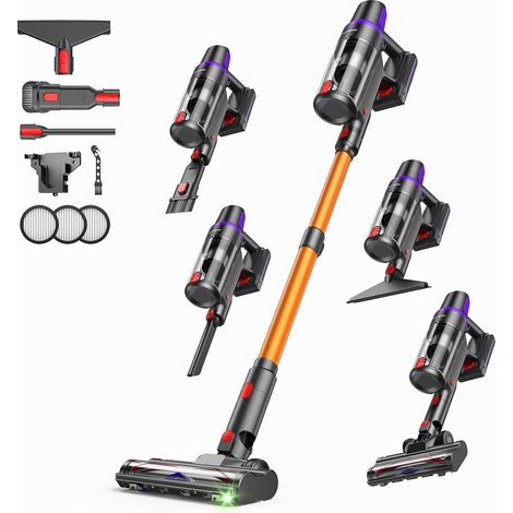 Aspirateur Balai sans Fil 500W 45KPa, 60 Min Autonomie, Filtration HEPA H13, Brosse Anti-Enchevêtrement, LED Verte, Autoportant, 8 en 1 – Puissant pour Poils d’Animaux, Tapis et Sols Durs (1/5)