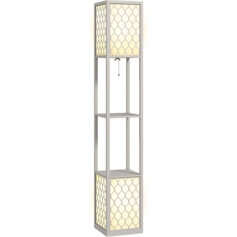 Lampadaire design 2 étagères gris clair intérieur moderne interrupteur chaînette 26x26x156 cm éclairage salon (1/5)