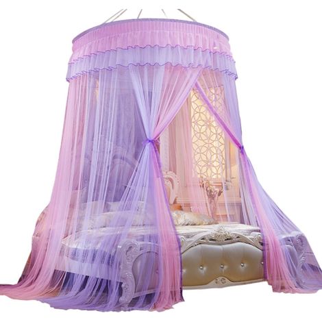 Moustiquaire de lit Outanaya en dentelle violette, fibre (1/5)