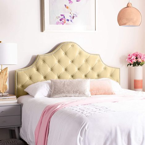 Gemia Cream Plush Small Double 26 inch Strutted Headboard (1/3)