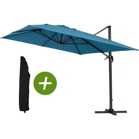 Parasol Lateral de jardín Alu "Sun 4" – Rectangular – 3 x 4 m – Azul + funda protectora (1/4)