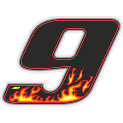 Numeri Adesivi Flames - Numeri: 9 - Dimensione: 65 X 85 MM