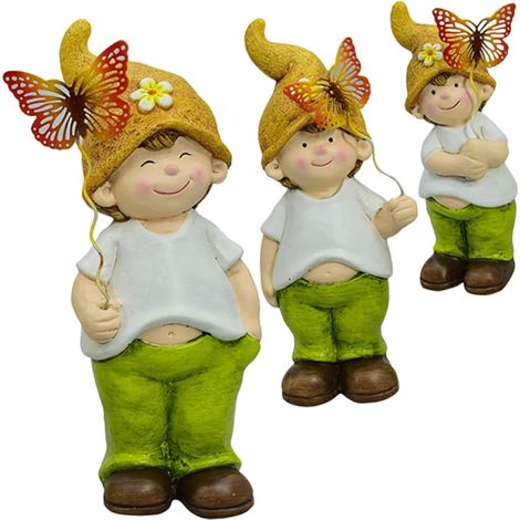 Lot De 3 Statues De Nains De Jardin en Céramique Décoration De Jardin pour Lextérieur (1/5)