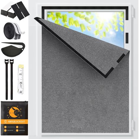 Rideau Occultant sans Perçage Store Occultant en Lin Découpable 100x150cm Rideau Occultant Thermiques Fenetre Store Occultant Thermique Infroissable sans Perçage Requis Découpable pour Chambr (1/5)