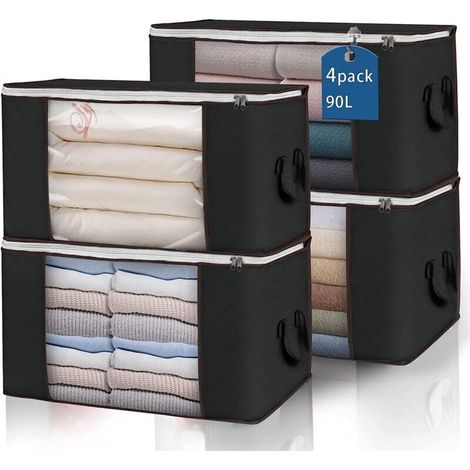 4 sacs de rangement pour vêtements de grande capacité. bacs de rangement à glissière respirants et pliables avec fermeture à glissière robuste (1/4)