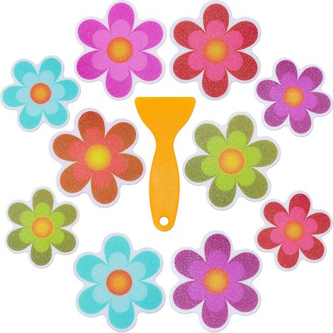 JSSEVN - Pack of 200 Waterproof Non-Slip Shower Stickers with Premium Scraper (Size 8 x 8 + 10 x 10 cm)