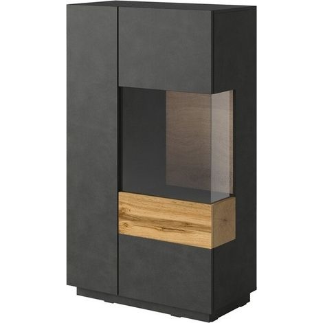 Aparador Livlore 104, Madera gris + Roble wotan, 139x80cm, Número de puertas: 240cm, Vidrio, Aglomerado laminado (1/5)