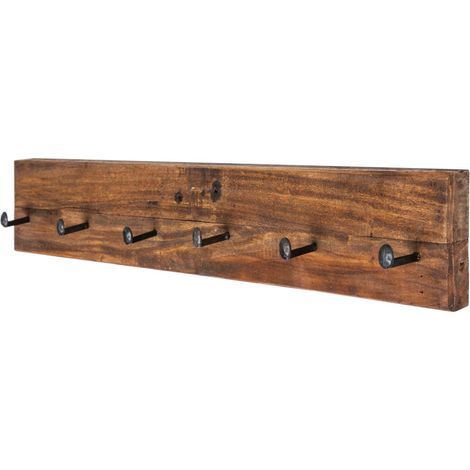 Wandhaken Holz Teak 90 cm lang 6 Haken Wandgarderobe Flur Ankleide Diele (1/5)
