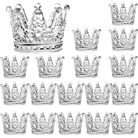Lot de 18 photophores en Forme de Couronne en Verre pour Table à Manger, Centre de Table, décoration d'intérieur, Mariage (1/5)