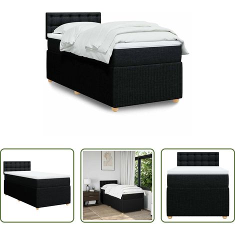 vidaXL Taschenfederkern -  Boxspringbett mit Matratze Schwarz 80x200 cm Stoff (1/5)