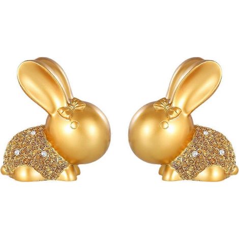 1 Paire de Lapins Figurines Pâques, Statue Lapin Mignon Artisanat Décoration Fête (1/4)