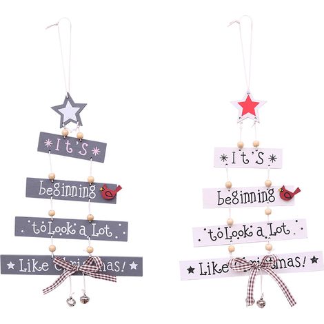2 pièces décorations de noël arbre de Noël pendentif créatif artisanat en bois (1/5)