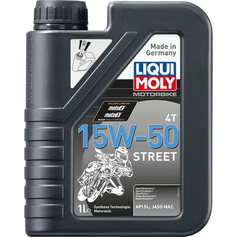 LIQUI MOLY Teilsynthetisches Motorradmotorenöl 15W50 Street 4T 1 Liter