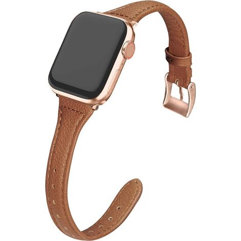 Bracelet compatible Apple Watch 38 mm, 40 mm, 42 mm et 44 mm pour femme, bracelet de montre fin en cuir véritable de remplacement pour iWatch SE Series 6, 5, 4, 3, 2 et 1 (1/5)
