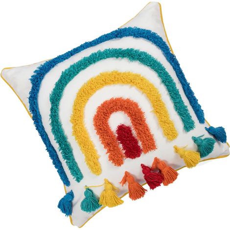Coussin avec quatre fibres de bois style Boho 45 x cm Ornement ethnique pour canapé maison (1/5)