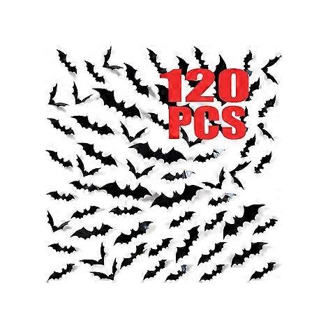 SZTXJ 120-teiliges Halloween-3D-Fledermaus-Dekorationsset, DIY-Wandaufkleber mit gruseligen Fledermäusen in 4 verschiedenen Größen, Halloween-Party-Deko-Zubehör