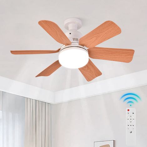 Ventilateur de plafond LED 51 cm effet bois avec télécommande, 3 vitesses et éclairage réglable en intensité et température, pour intérieur cosy (1/5)
