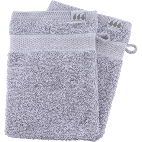 Set aus 2 waschhandschuhen 15x21 cm 100% baumwolle - hellgrau - Tendance