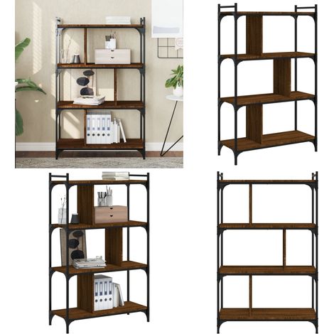 Bibliothèque 4 niveaux chêne brun 76x32x123cm bois d'ingénierie - Bibliothèque Murale - Bibliothèque Design - Bibliothèque Industrielle - Étagère Bois - Meuble Rangement - Home & Living (1/5)