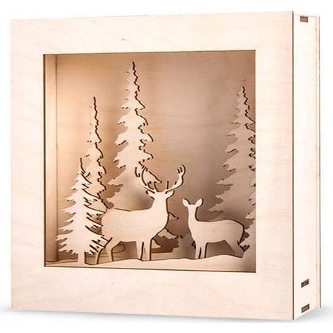 Kit cadre en bois forêt de Noël 20 x 20 cm (1/2)