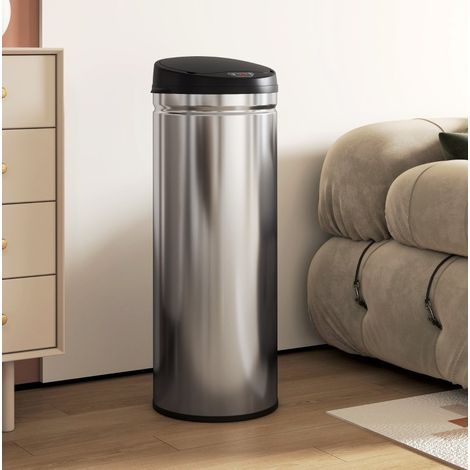 Cestino a sensore 50 L con chiusura silenziosa Soft-Close in acciaio inox, argento DESVIAE (1/5)