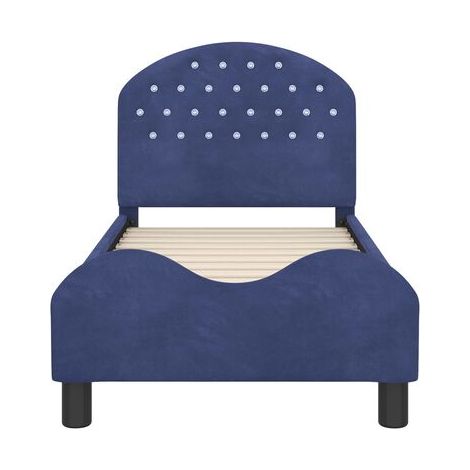 Cadre de lit pour tout-petit (tête de lit incluse), bleu police, tête de lit confortable, pour chambre, décor moderne, facile à assembler (1/5)