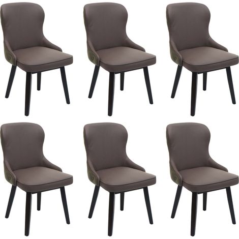 Lot de 6 chaises de salle à manger HWC-M60, chaise rembourrée, chaise de cuisine, tissu/textile bois massif - vert foncé (1/5)