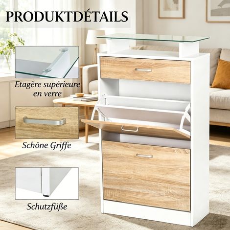 Armoire de rangement au design contemporain, meuble à chaussures, meuble de rangement pour dressing, meuble de rangement pour entrée (1/4)