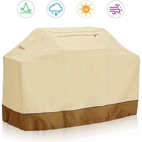 1 housse de gril, imperméable et résistante aux intempéries, housse pour barbecue Oxford 210D, adaptée à la plupart des modèles, usage extérieur toute l'année (1/4)