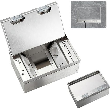Boîte de Prise Encastrable au Sol, Prise Cachée Plate Encastrée 4000W/16A avec 3 Prises EU et Connecteurs USB + Type C, AC 250V Prise de Courant Encastrée Étanche en Acier Inoxydable pour Maison,Hôtel (1/5)