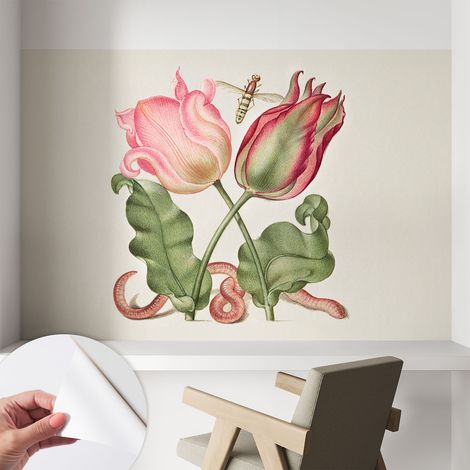 Papier peint adhésif autocollant pour salon chambre à coucher tendance et originale La beauté des tulipes 104x70 cm (1/5)