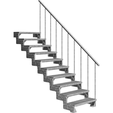 Dolle Außentreppe Gardentop 180-220cm Geschosshöhe mit Gitterrost 80cm breit mit Geländer