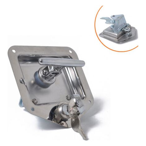 T Forme Acier Inoxydable Remorque RV Voyage Serrure Antivol Boîte À Outils Poignée Serrure de Porte pour Caravane Camion Camp Motorhome Patrol Car (1/4)