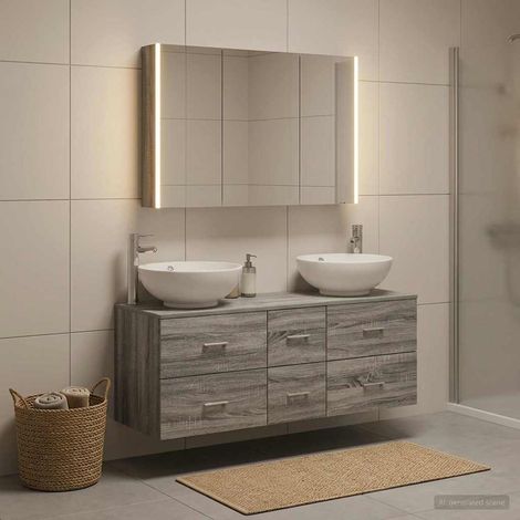 vidaXL Bathroom Furniture Set 4 pcs Grey Sonoma (1/5)