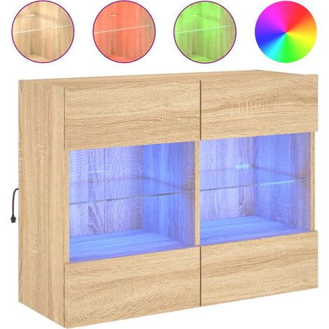 Maison Exclusive - TV-Wandschrank mit LED-Leuchten Sonoma-Eiche 7 (1/5)