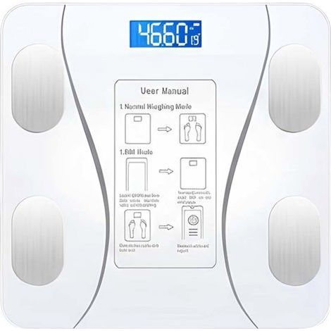 Balance électronique - AVIZAR - Multifonction - Écran LCD rétroéclairé - 180 kg - Poids, graisse, calories, température