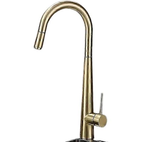 Robinet de cuisine à levier unique avec bec extensible et douchette, finition or brossé, disponible en or rose ou noir (1/5)
