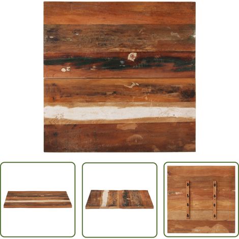 Plateau de table - Parfait pour Table à Manger, Cuisine ou Bureau carré 70x70 cm 25-27 mm Bois de récupération Chic-640382 (1/5)