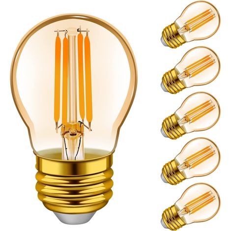 Lampadina LED Vintage Filament E27 Luce Calda 6 Pezzi Ambra P45 (1/5)