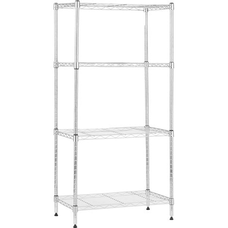 Étagère à 4 tablettes étroites réglables en hauteur avec pieds de nivellement, charge max. 363 kg, Chromé, 34 x 58.9 x 121.9 cm (l x L x H) (1/5)