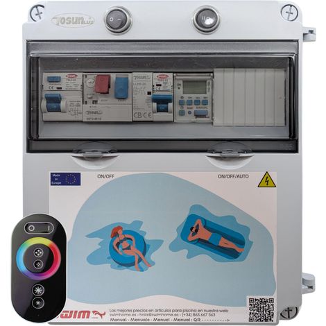 Cuadro Eléctrico Piscina Clorador  1CV Contactor Transformador 150W 12DC Mando